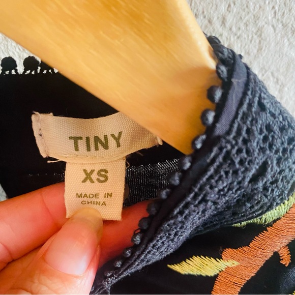 Anthropologie Tiny Floral Embroidered Black Top - Picture 11 of 11